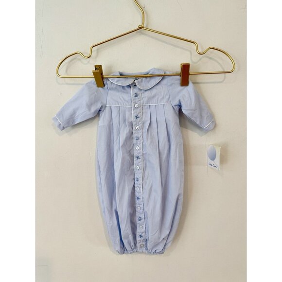 NEW Petit Ami Blue Smocked Gown Preemie Airplanes Embroidered - Picture 1 of 6